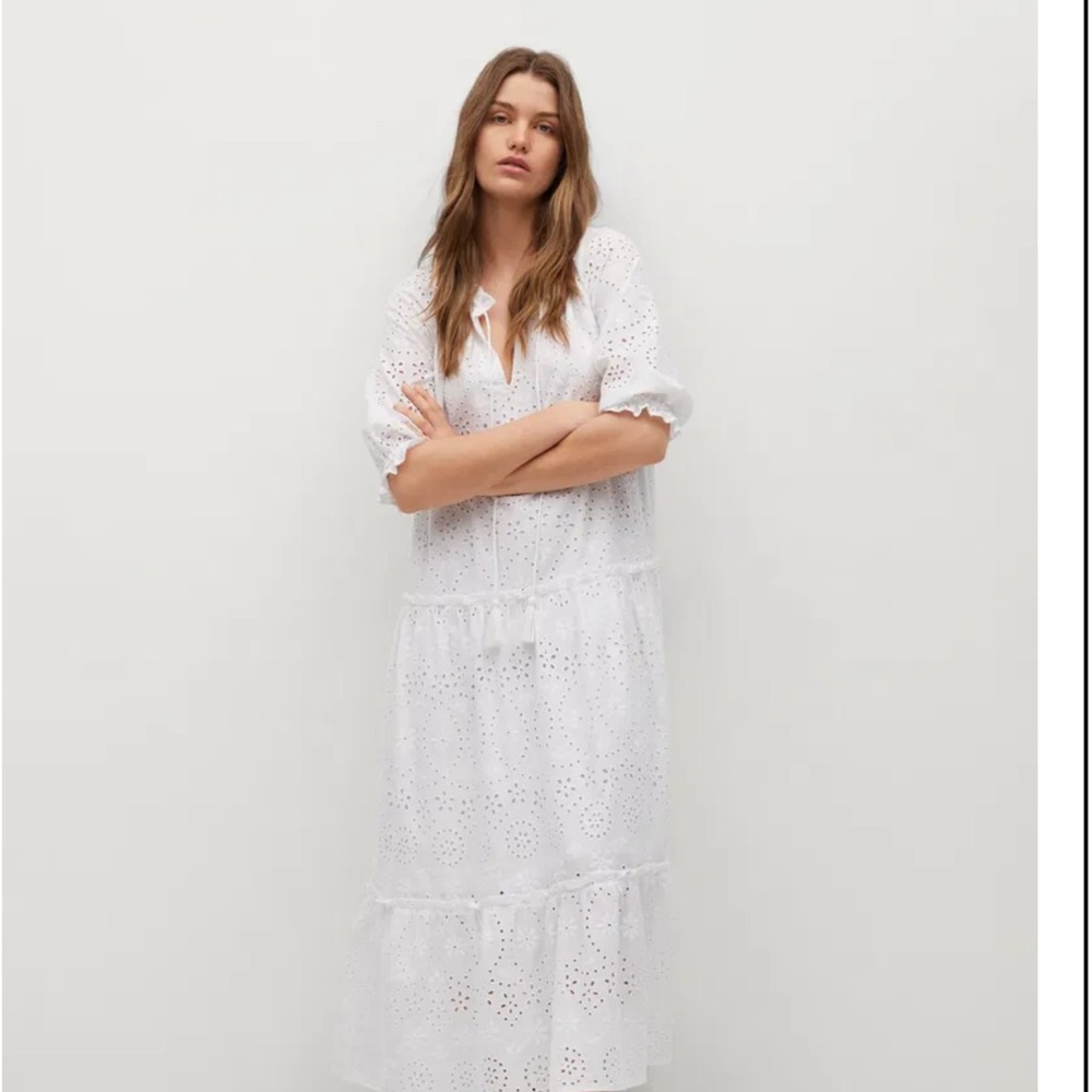Elegant White Eyelet Dress